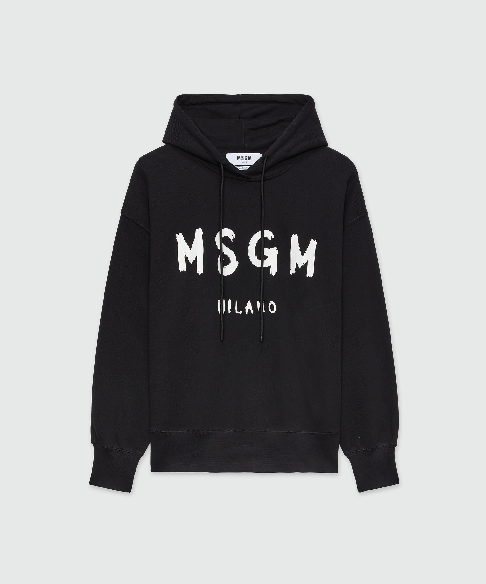 Black Hoodie with brushstroke logo - MSGM Official