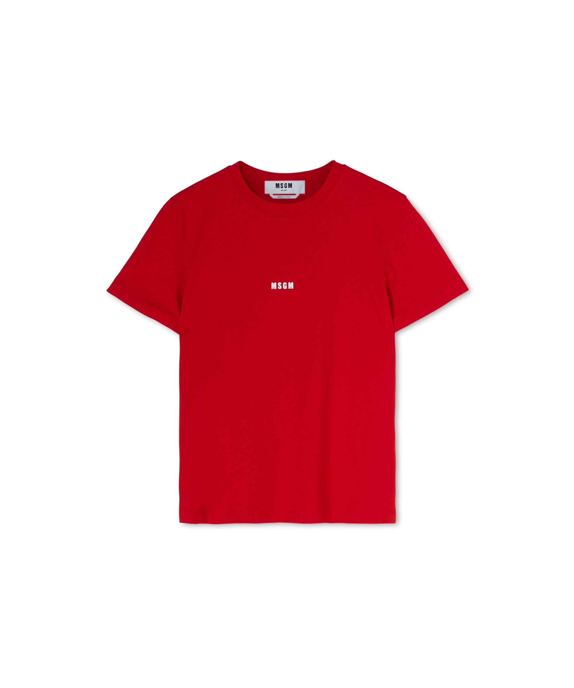 Cotton crewneck t-shirt with mini MSGM logo - MSGM Official