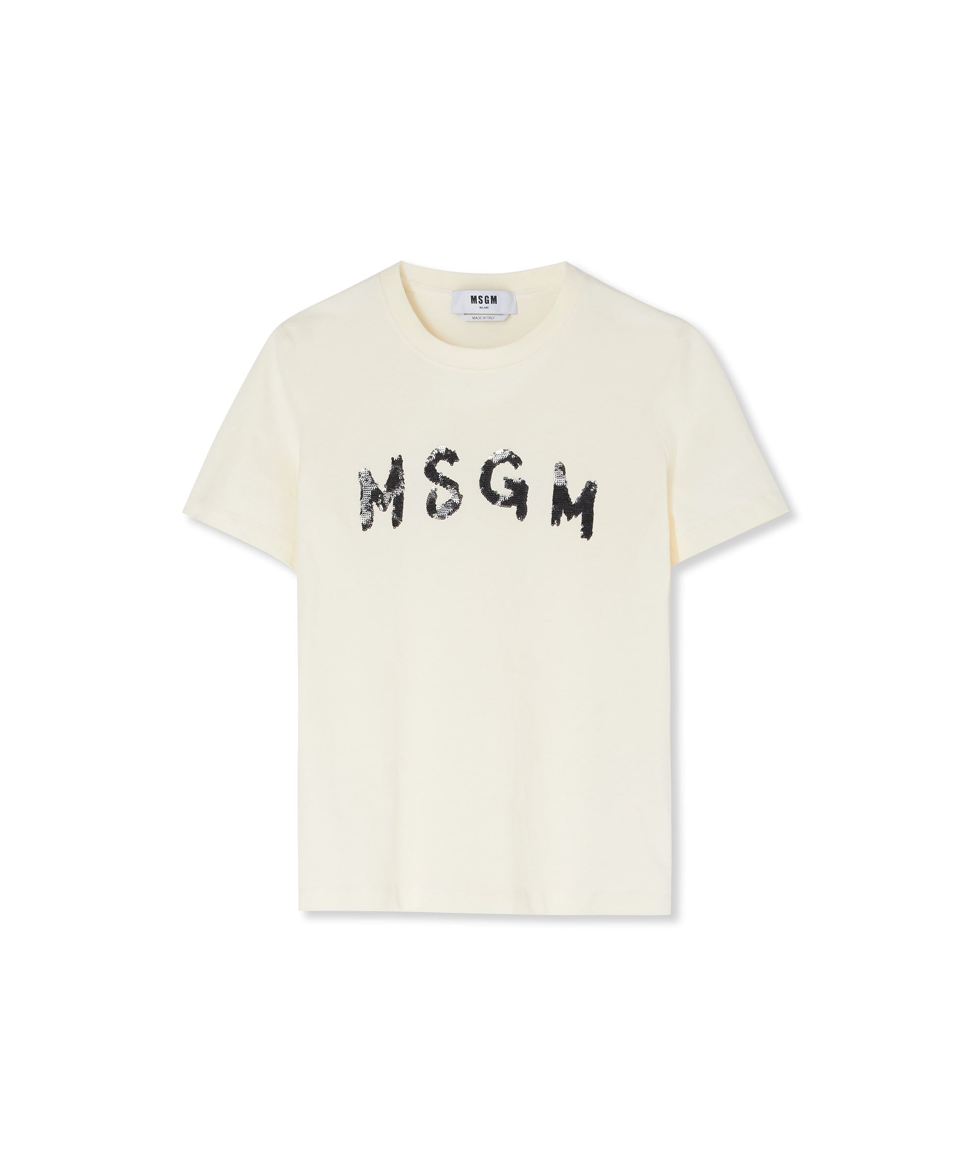 Cotton T-shirt white new brushed logo | Shop MSGM US - MSGM
