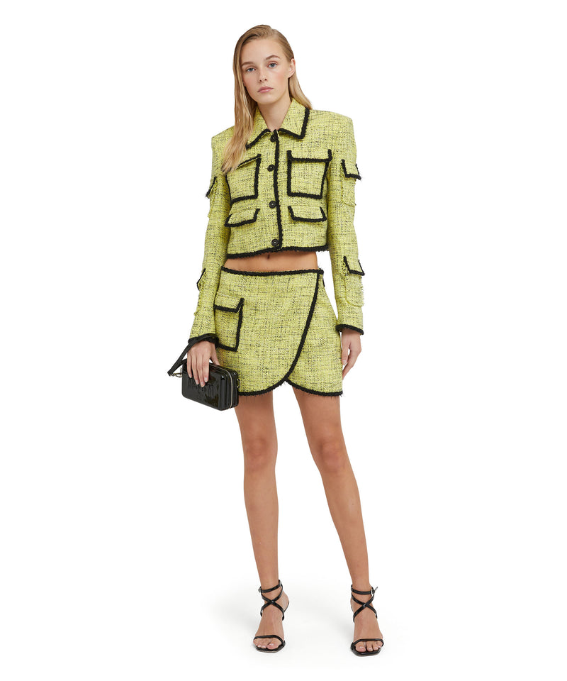 Salt and pepper tweed short jacket with pockets YELLOW Women 