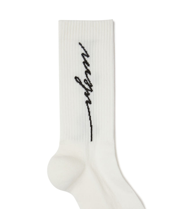 Socks with jacquard cursive logo