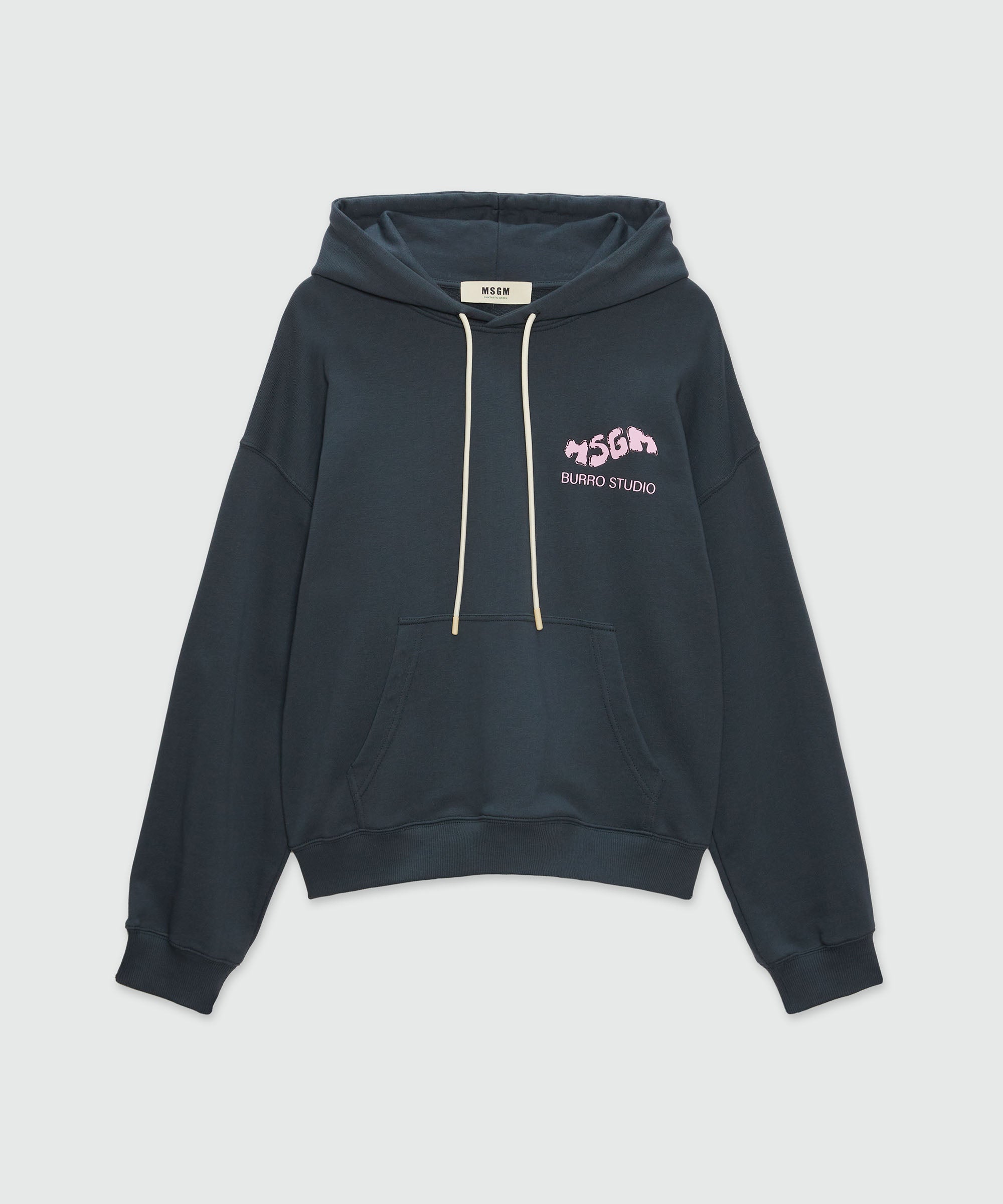 Organic cotton Fantastic Green Burro Studio navy blue hooded sweatsh MSGM Official