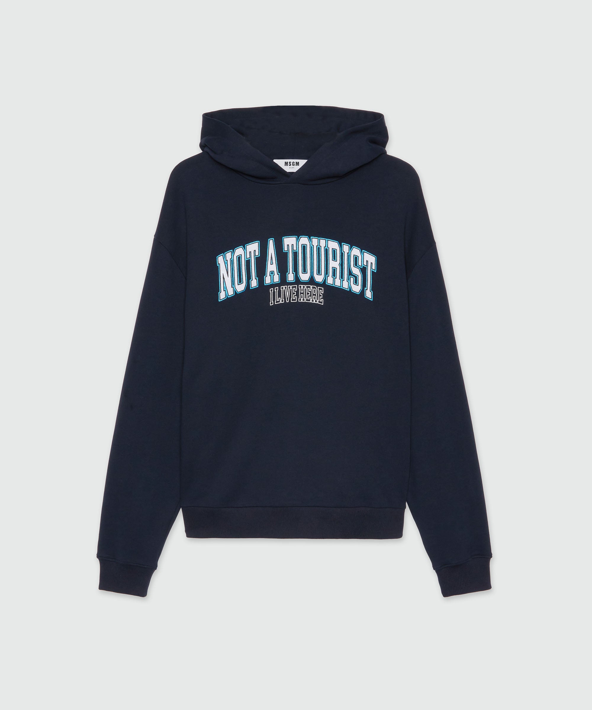 パーカー・フーディ Msgm Sweatshirt With Cursive Logo Light blue cotton sweatshirt with maxi logo print - MSGM