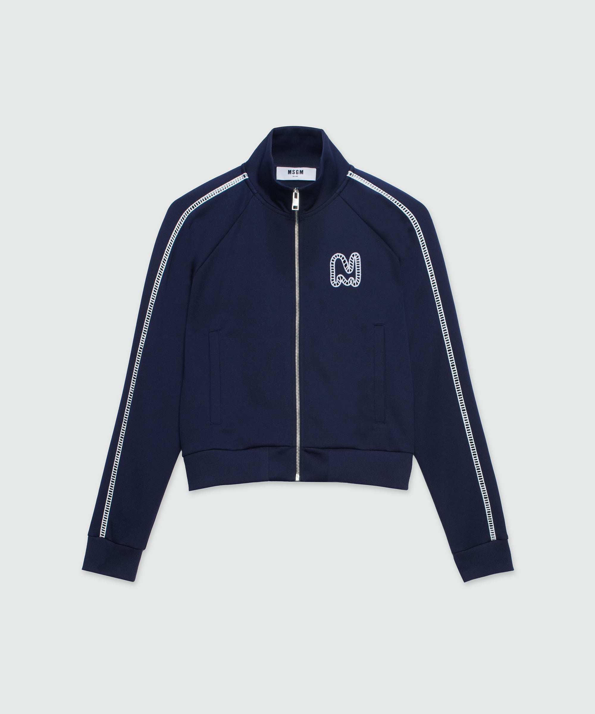 MSGM｜SWEATSHIRTS (Solid color cotton crewneck logo swea Cotton crewneck sweatshirt with brushed MSGM logo at the