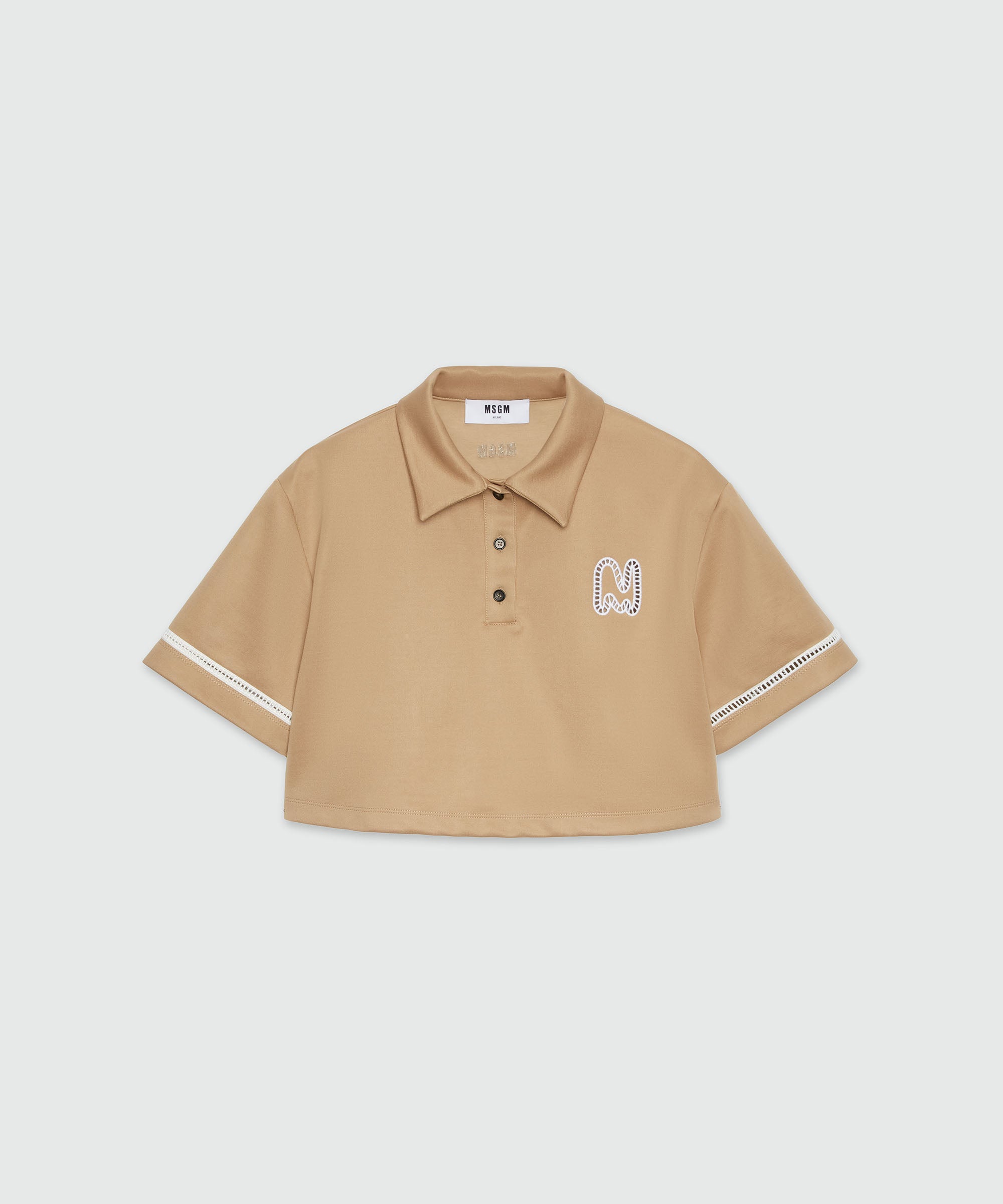 【送料&関税込】MSGM White Polo With Classic Collar And Logo MSGM White Polo With Classic Collar And Logo Embroidered On