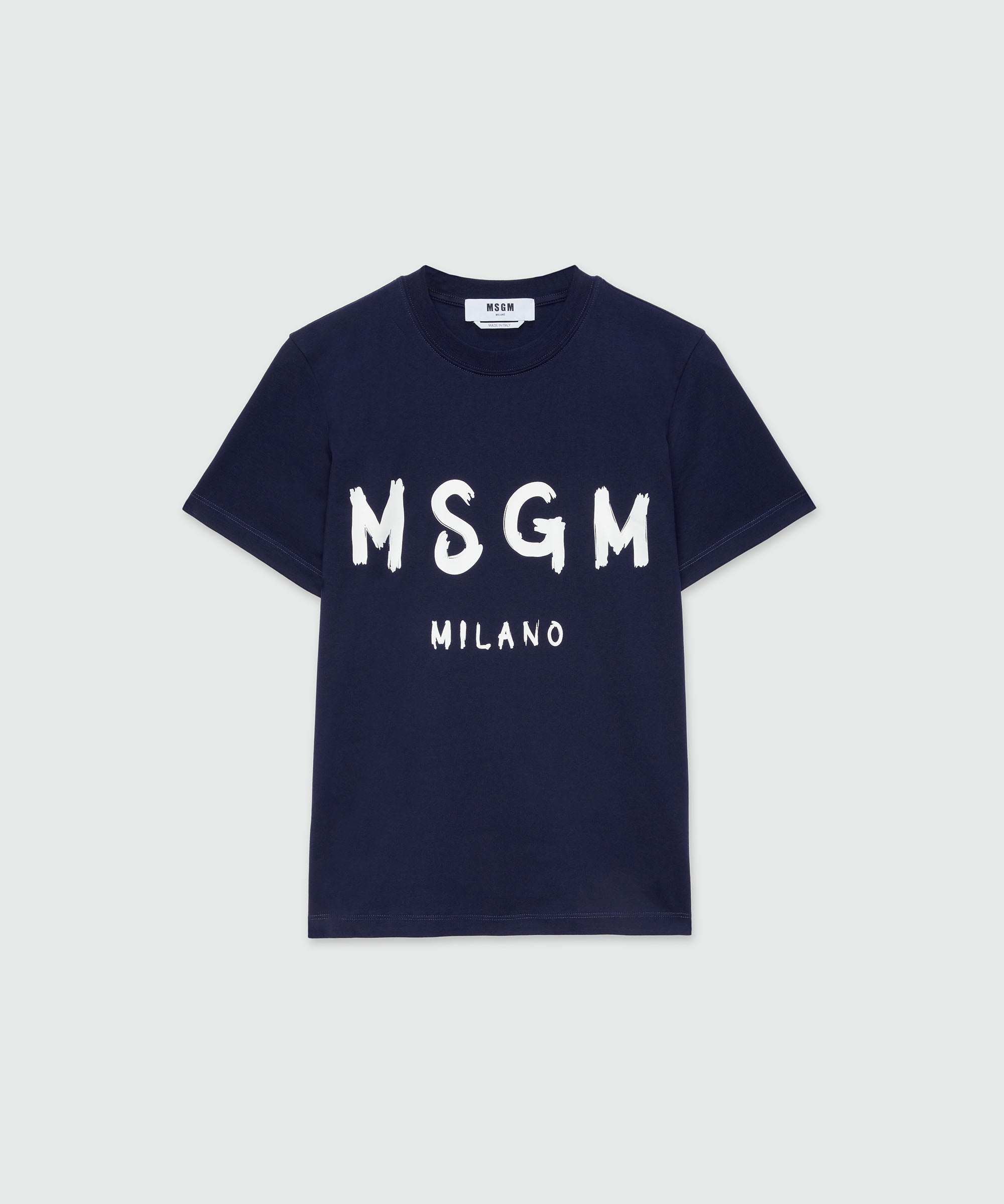 MSGM｜ (3441MDM510G 237002 01A) MSGM Jersey T-shirt with glitter brushstroke logo | REVERSIBLE