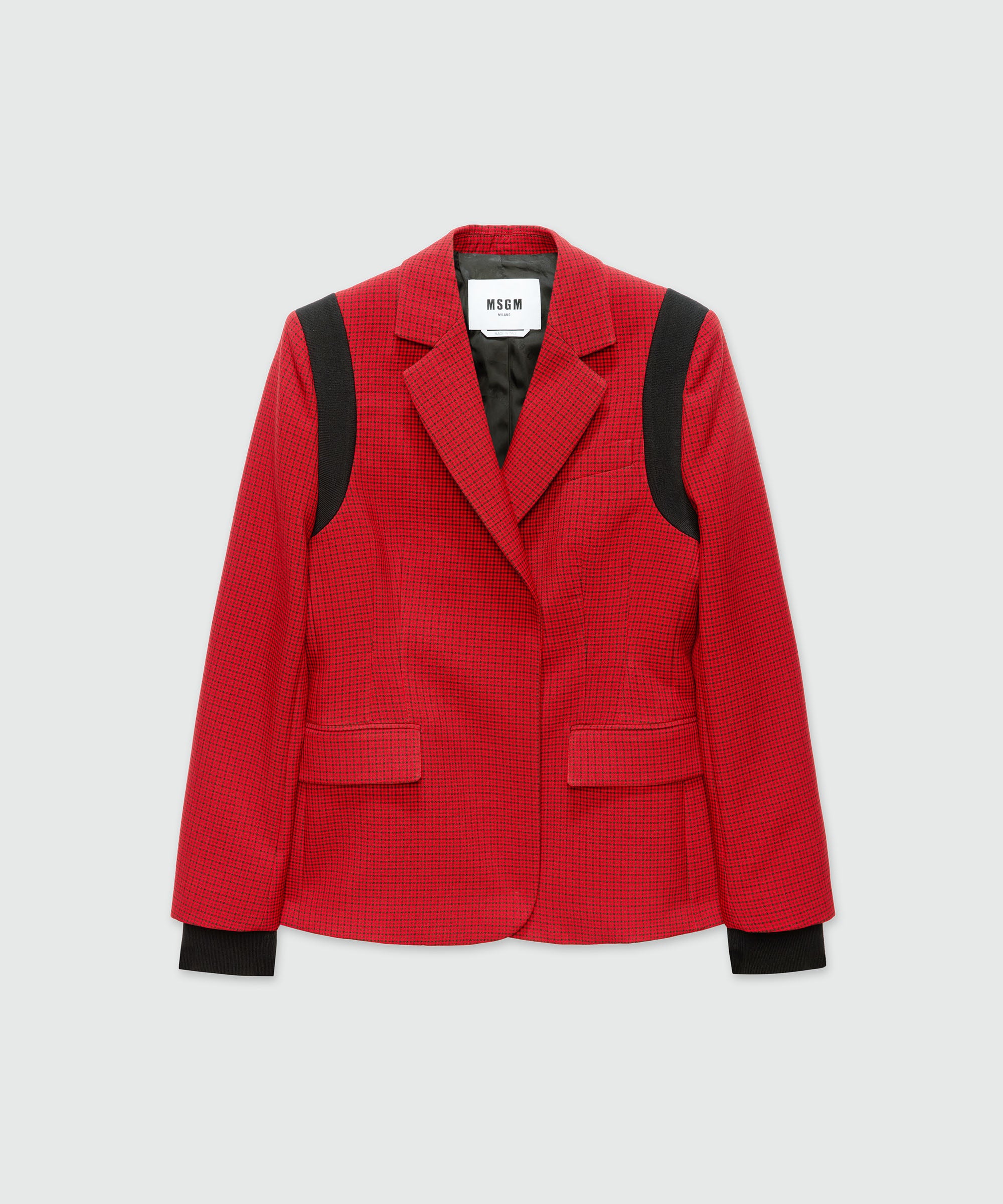 Red single-breasted jacket with check pattern - MSGM Official