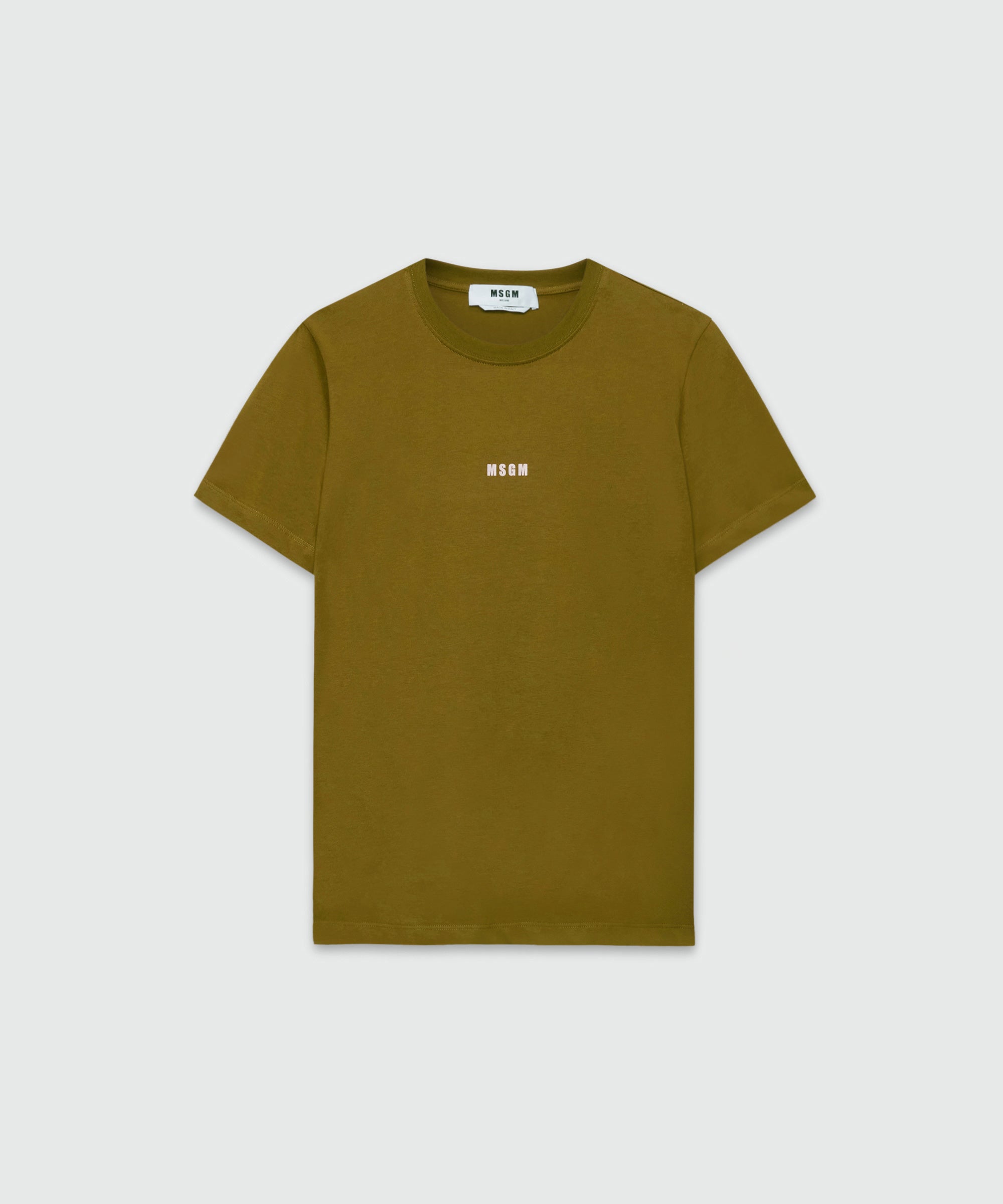 Olive green jersey T-shirt with MSGM micrologo - MSGM Official
