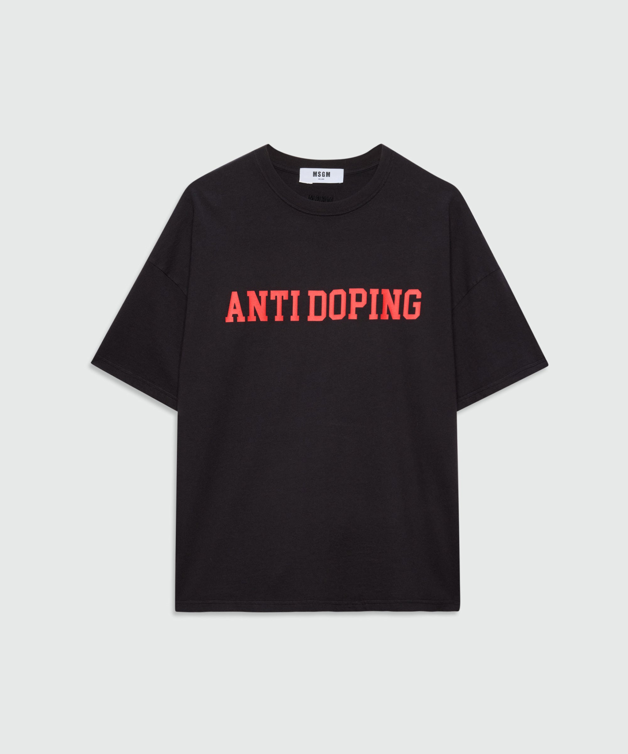 MSGM Tシャツ Black short-sleeve cotton jersey T-shirt with front print - MSGM