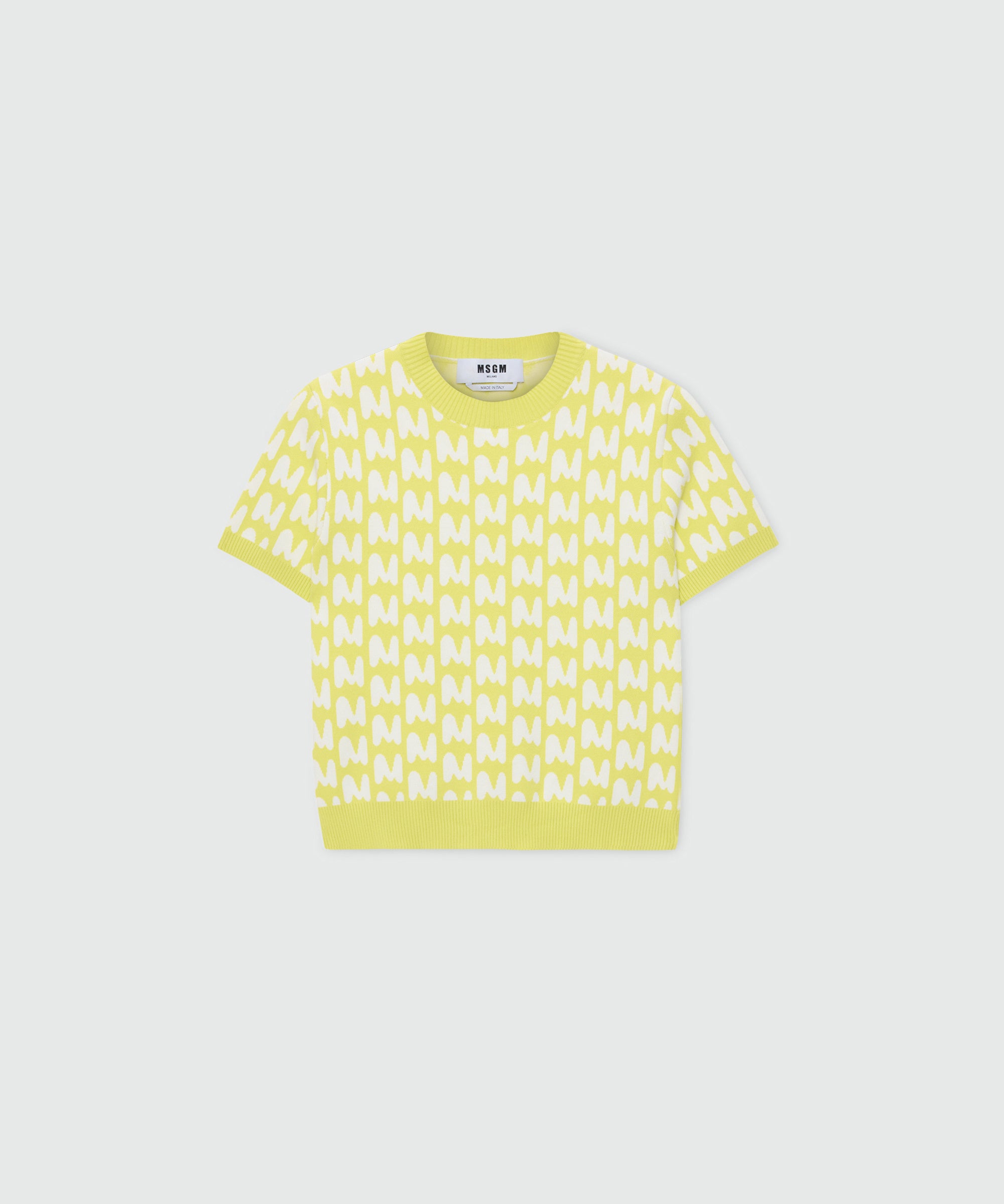 Lime MWAVE jacquard knit top - MSGM Official