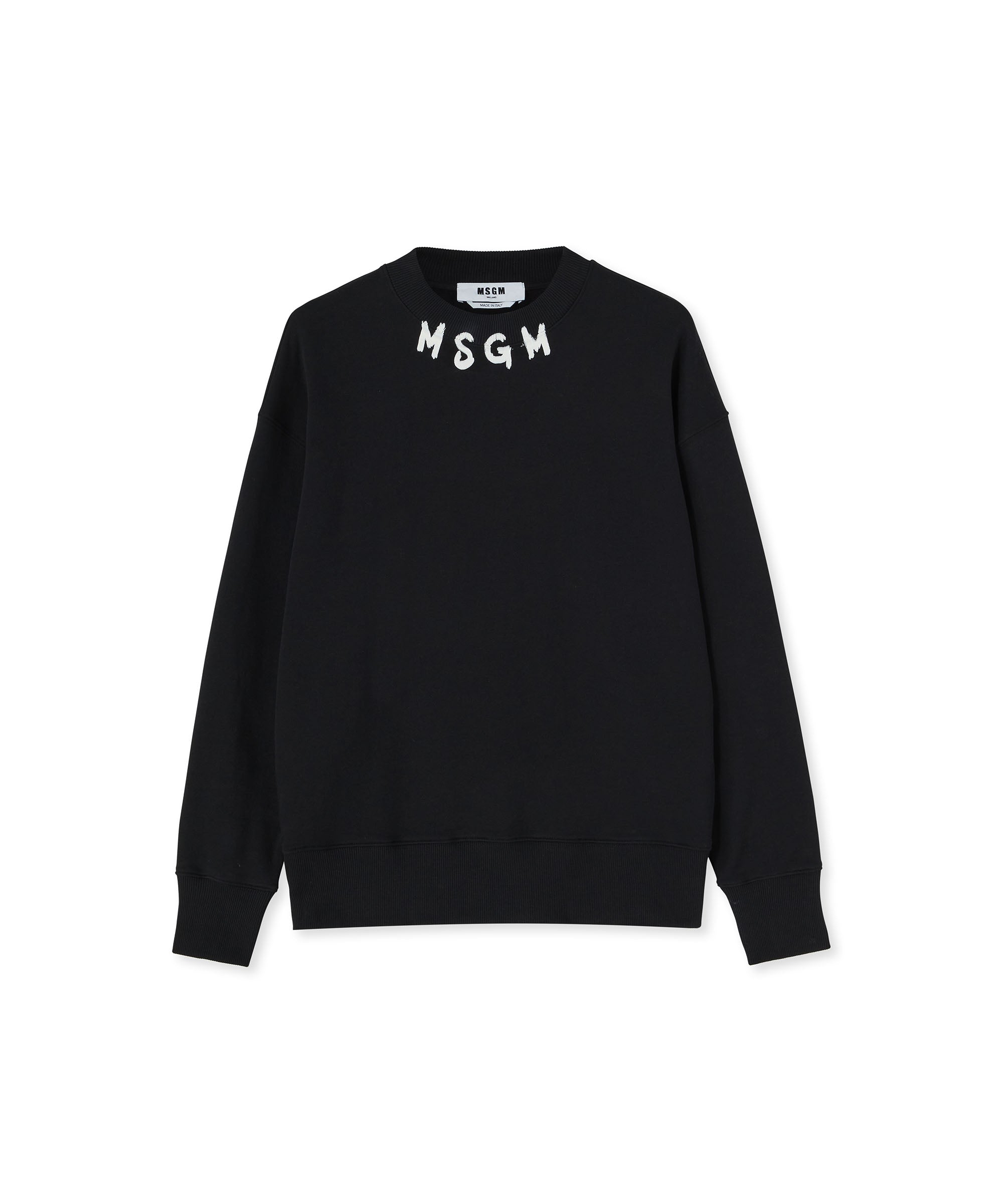 スウェット・トレーナー MSGM COTTON CREWNECK SWEATSHIRT WITH LOGO Cotton crewneck sweatshirt with brushed MSGM logo at the