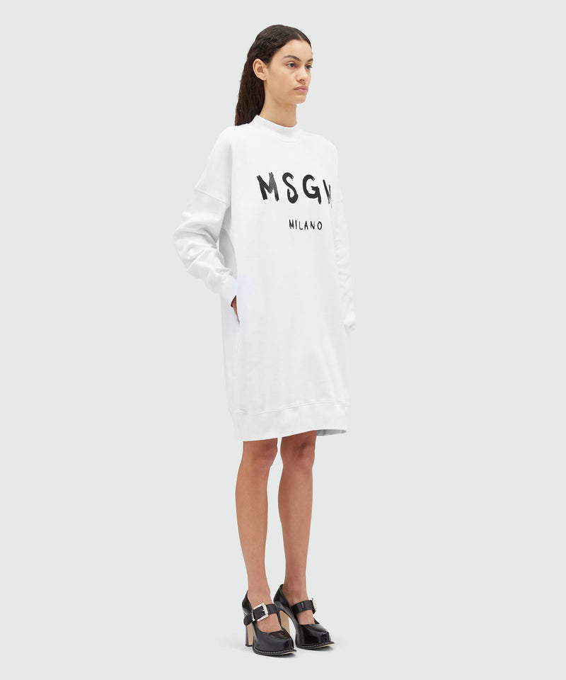Cotton dress with brushed logo - MSGM Official Cotton dress with brushed logo - MSGM Official