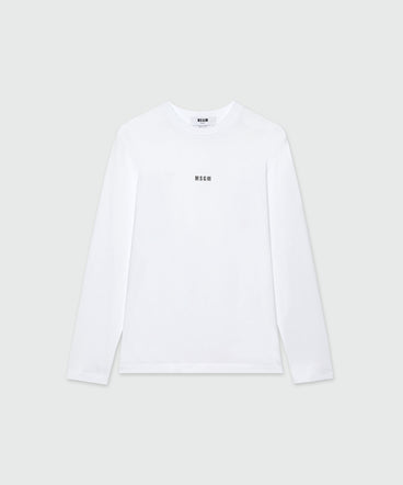 White jersey T-shirt with micro logo