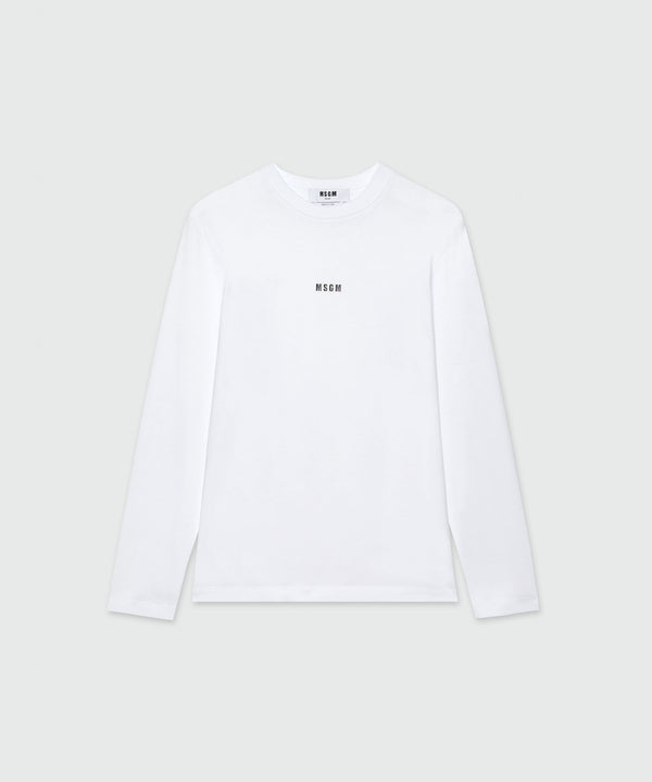 White jersey T-shirt with micro logo