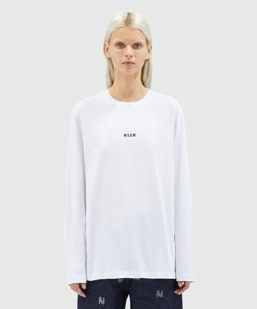 White jersey T-shirt with micro logo