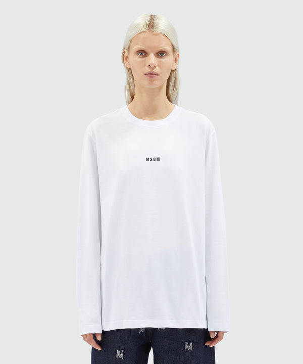 White jersey T-shirt with micro logo