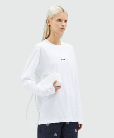 White jersey T-shirt with micro logo