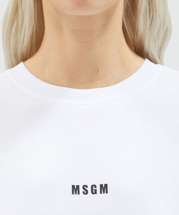 White jersey T-shirt with micro logo