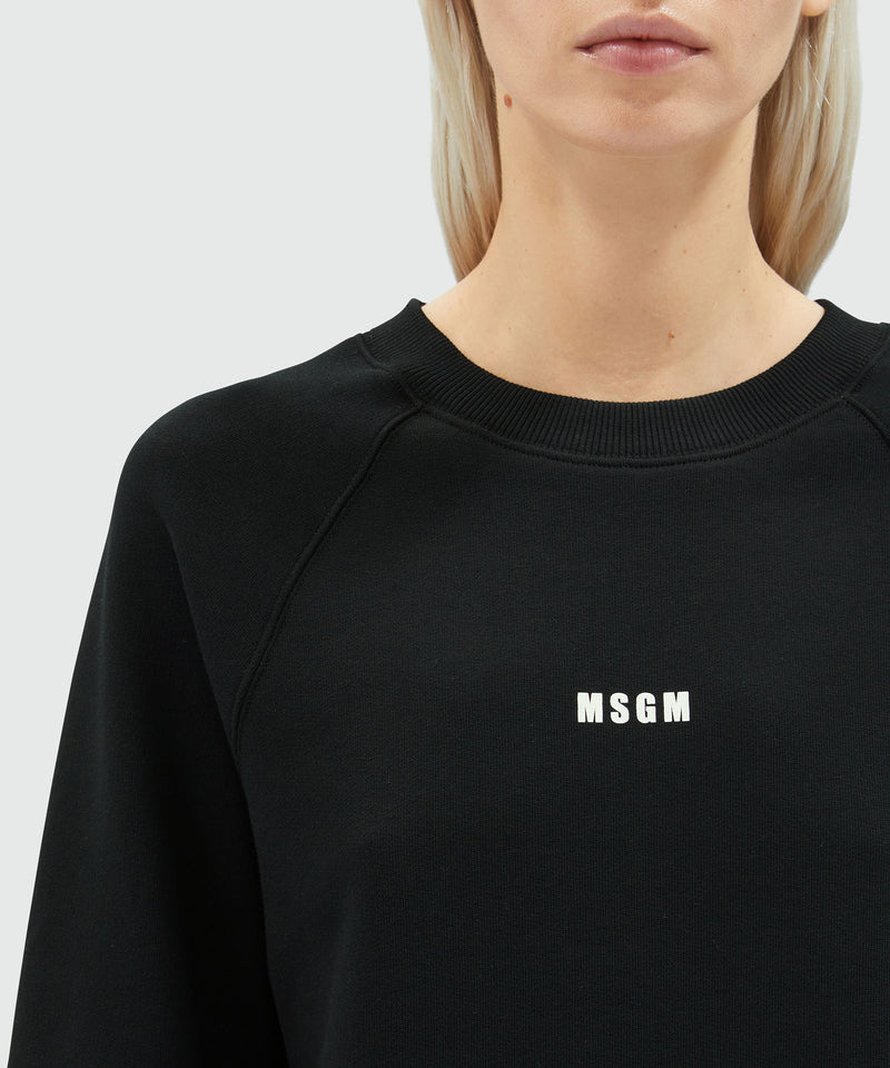 Black jersey sweatshirt with micro logo NERO Donna 