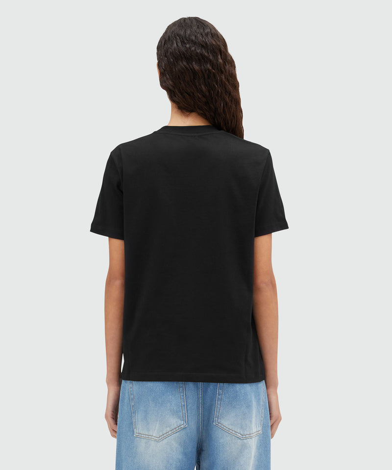Cotton T-shirt in solid colour with logo BLACK Women 