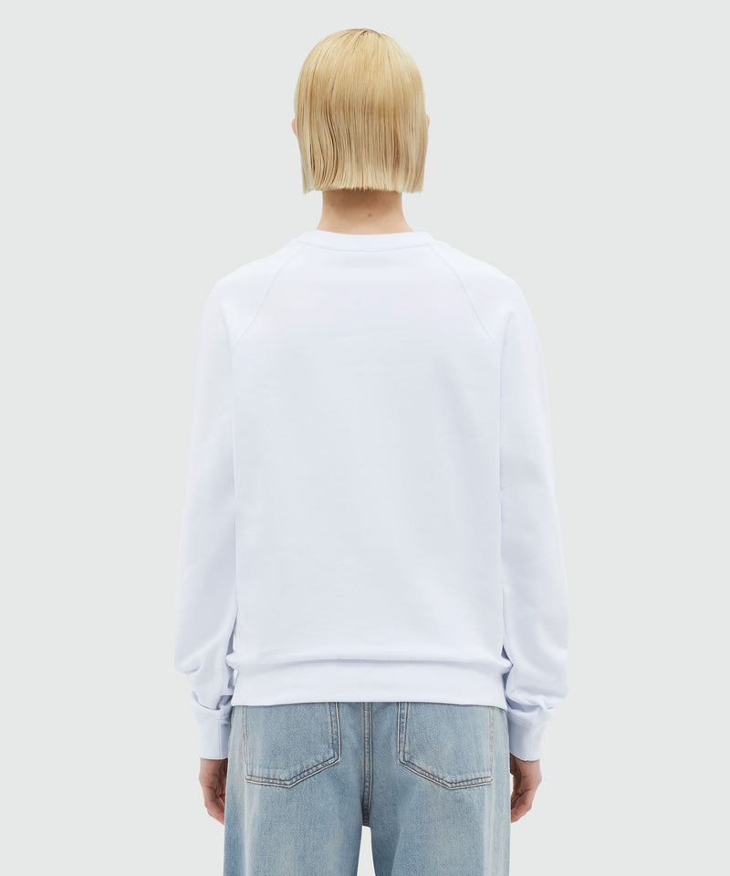 White crew neck sweatshirt with brushstroke logo 1 Women 