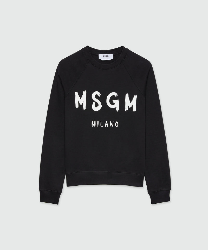 Black crew neck sweatshirt with brushstroke logo 99 Women 
