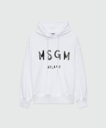 White Hoodie with brushstroke logo