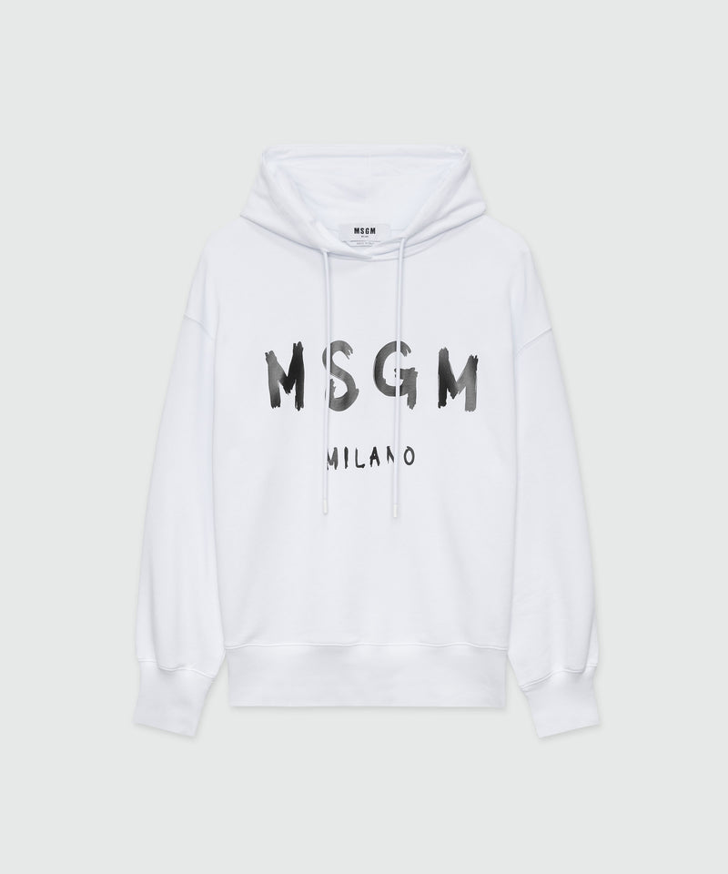 White Hoodie with brushstroke logo 1 Women 
