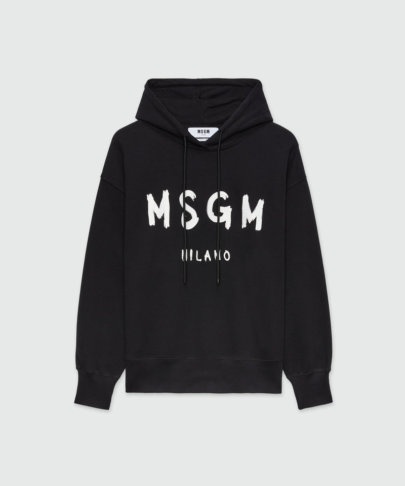 Black Hoodie with brushstroke logo 99 Women 