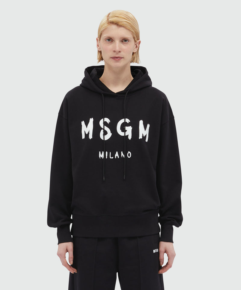 Black Hoodie with brushstroke logo 99 Women 