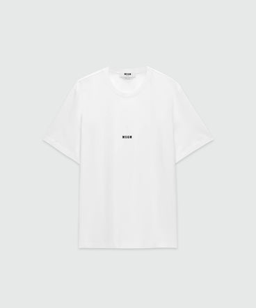 Round neck cotton T-shirt with micro logo