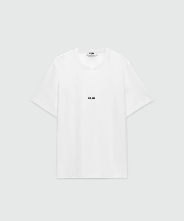 T-shirt girocollo in cotone con micro logo