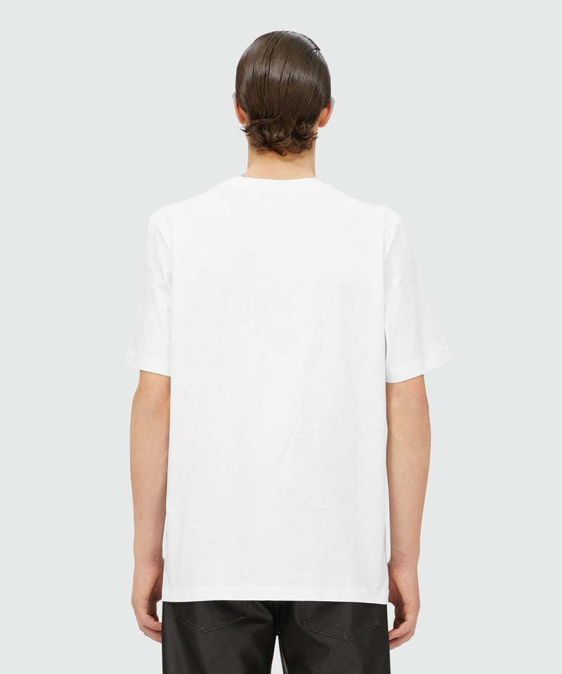 Round neck cotton T-shirt with micro logo WHITE Men 
