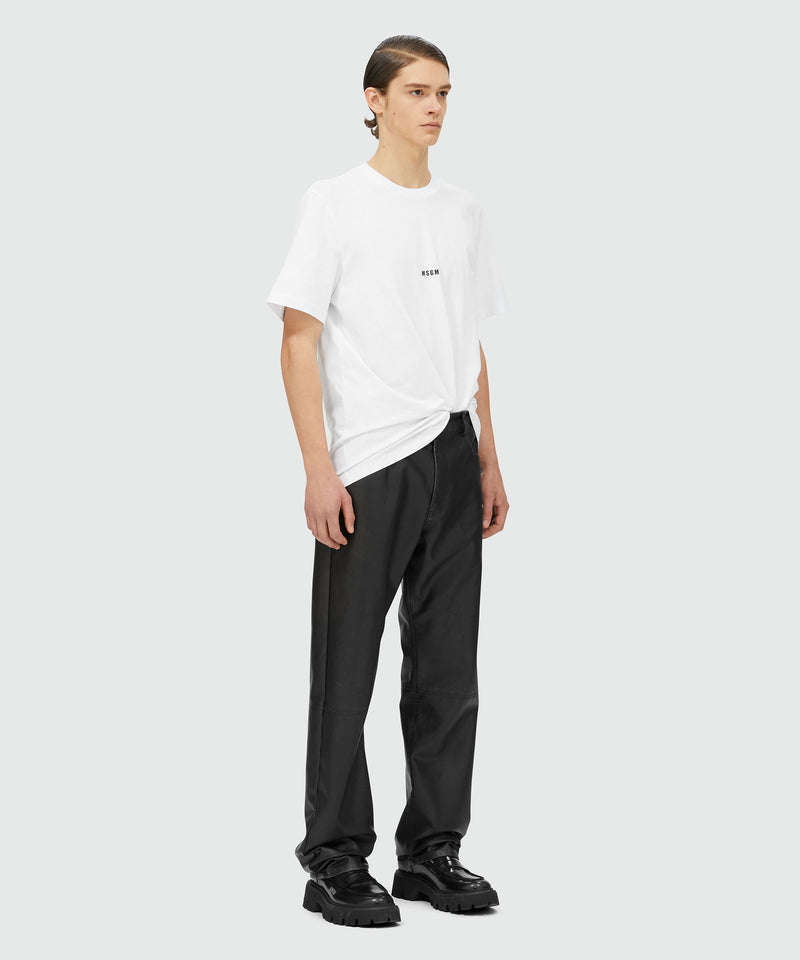 Round neck cotton T-shirt with micro logo WHITE Men 