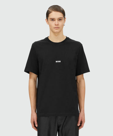 Round neck cotton T-shirt with micro logo