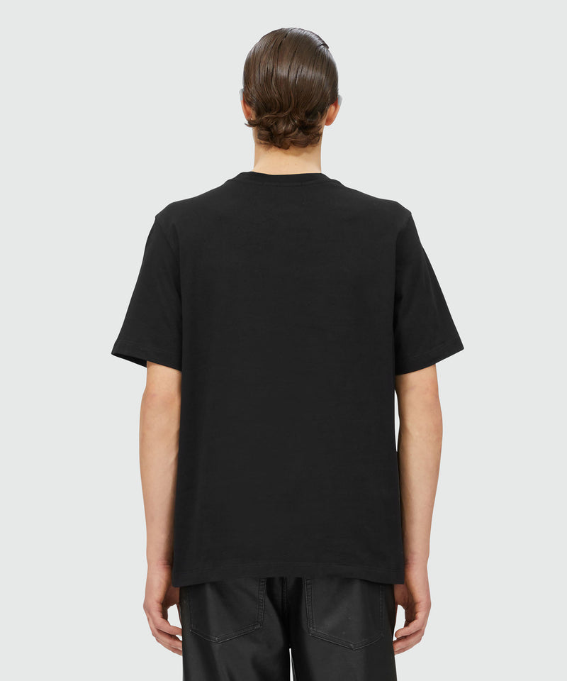 Round neck cotton T-shirt with micro logo BLACK Men 