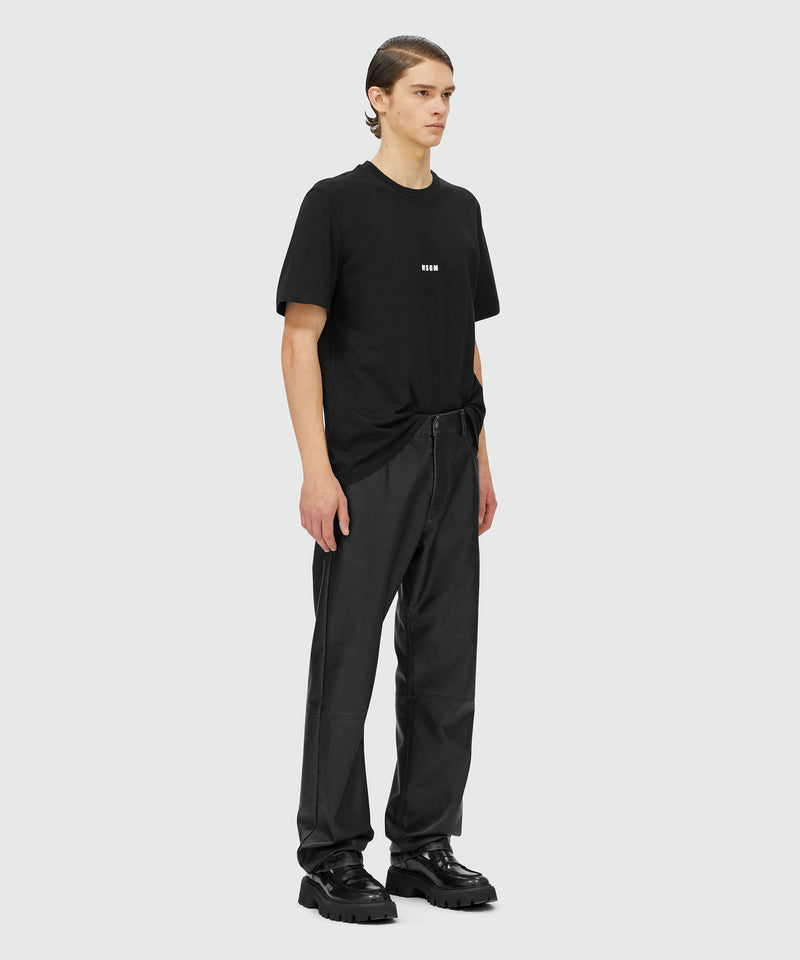 Round neck cotton T-shirt with micro logo BLACK Men 