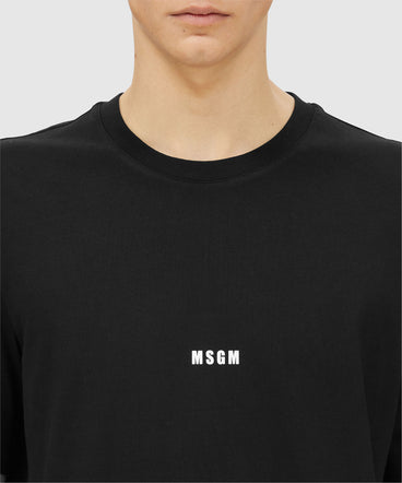 Round neck cotton T-shirt with micro logo