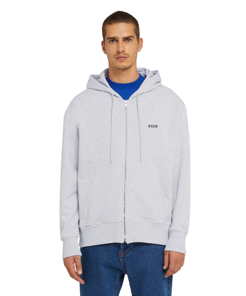 Cotton sweatshirt with hood and micro logo GREY Men 