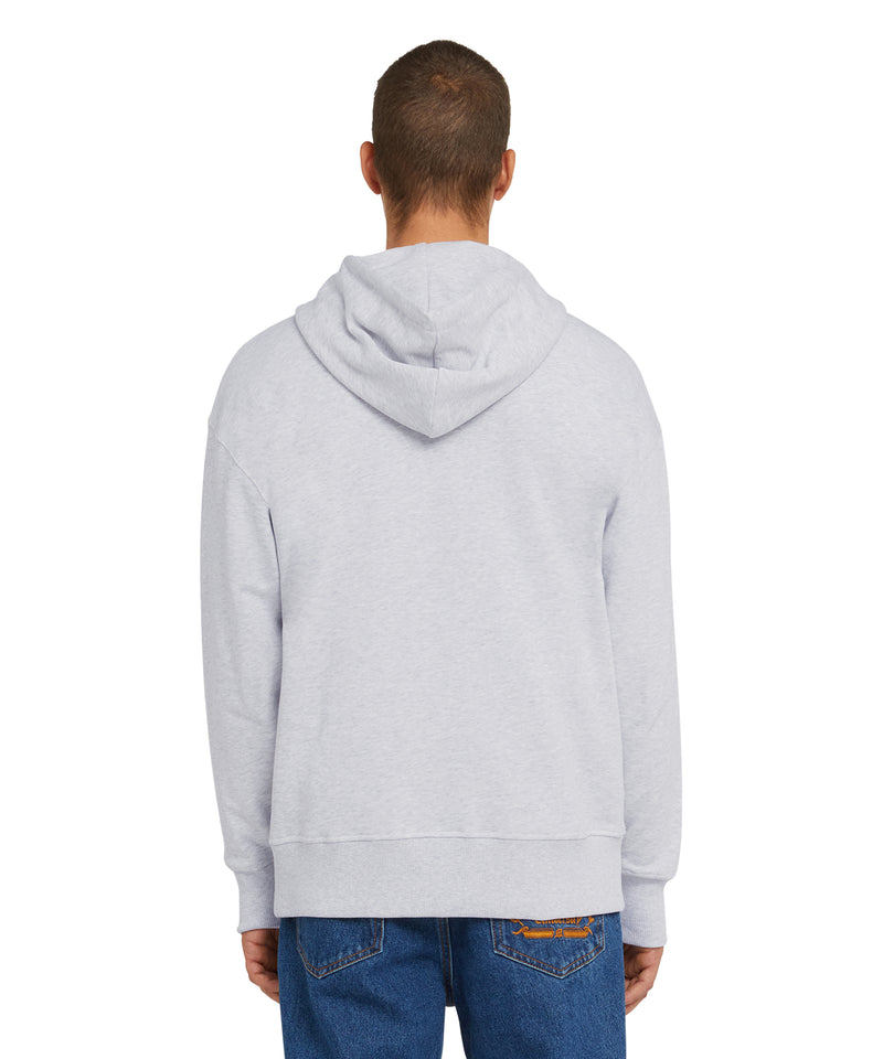 Cotton sweatshirt with hood and micro logo GREY Men 