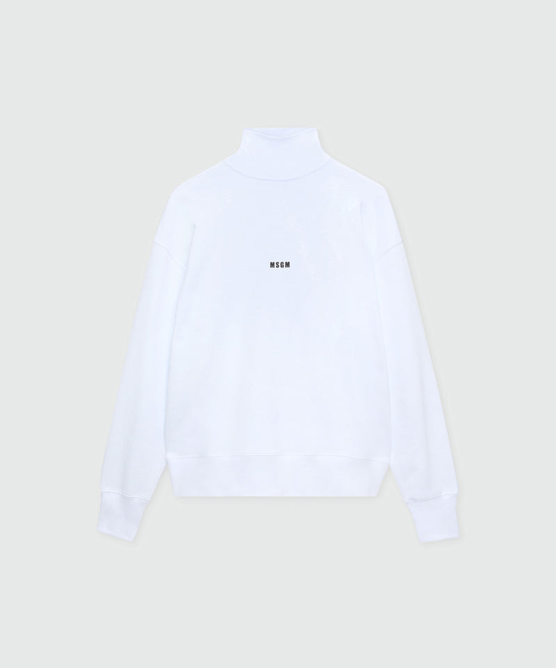 White turtleneck sweatshirt with micro logo 1 Men 
