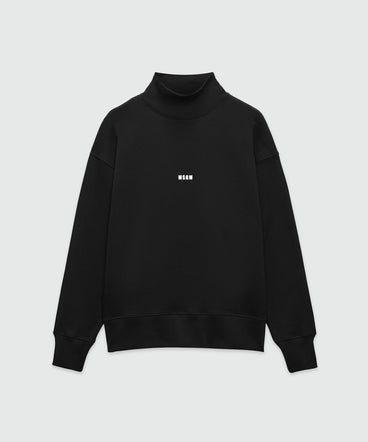 Felpa nera a collo alto con micro logo