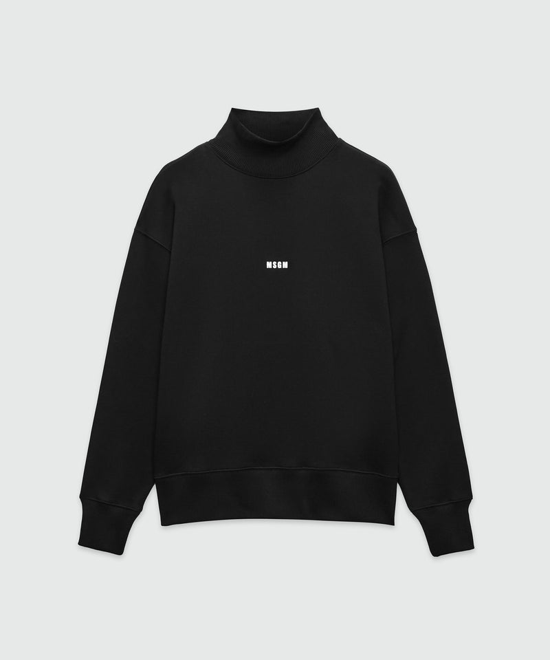 Felpa nera a collo alto con micro logo 99 Uomo 