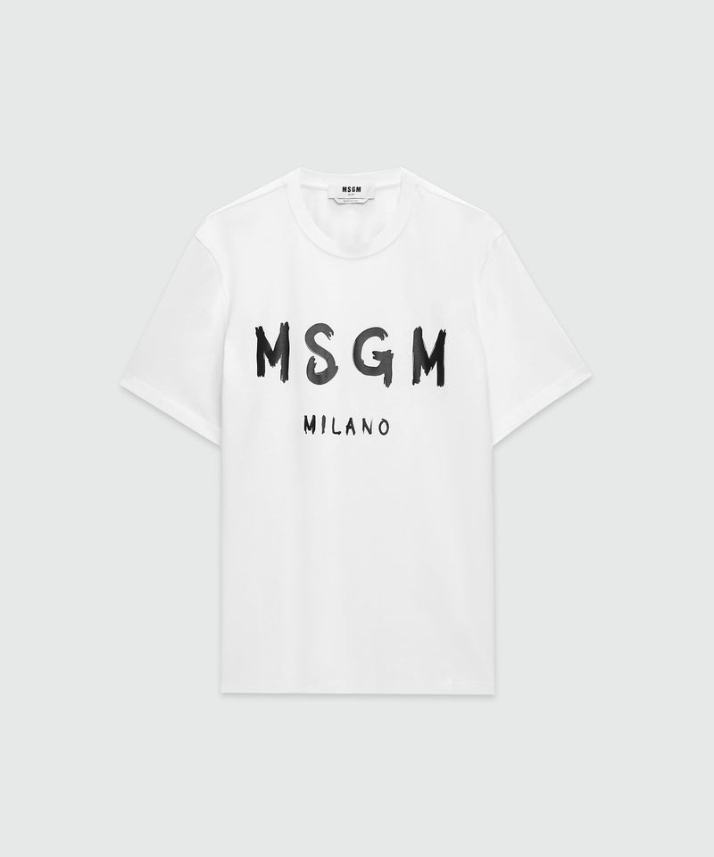 Cotton T-shirt with brushed logo WHITE Men 