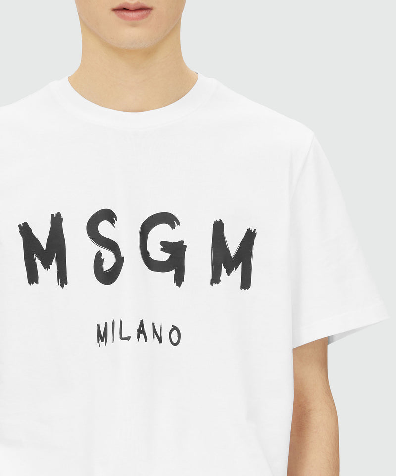 Cotton T-shirt with brushed logo WHITE Men 