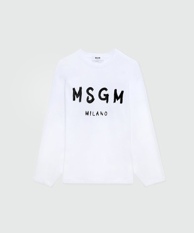 White long sleeve T-shirt with brushstroke logo 1 Men 