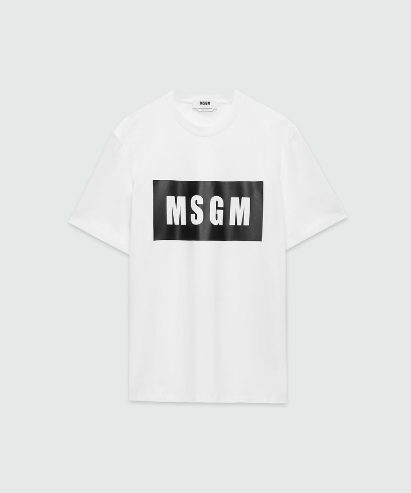 Cotton T-shirt with box logo WHITE Men 