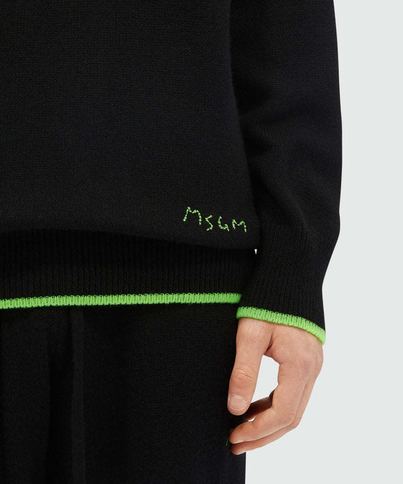 Polo-neck jumper in virgin wool BLACK Uomo 