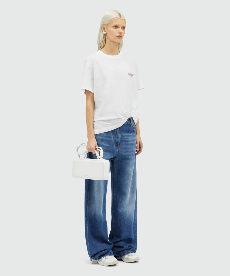 Jersey T-shirt with embroidered cursive logo WHITE Women 