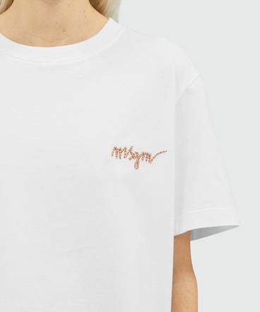 Jersey T-shirt with embroidered cursive logo